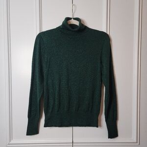 Kate Spade Green Metallic Turtleneck Sweater Small
